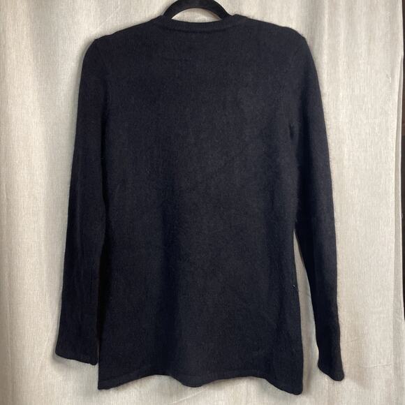 J Mclaughlin Black Angora & Wool Blend Sweater - Shoulder Button Detail - Sz Med - Picture 6 of 6
